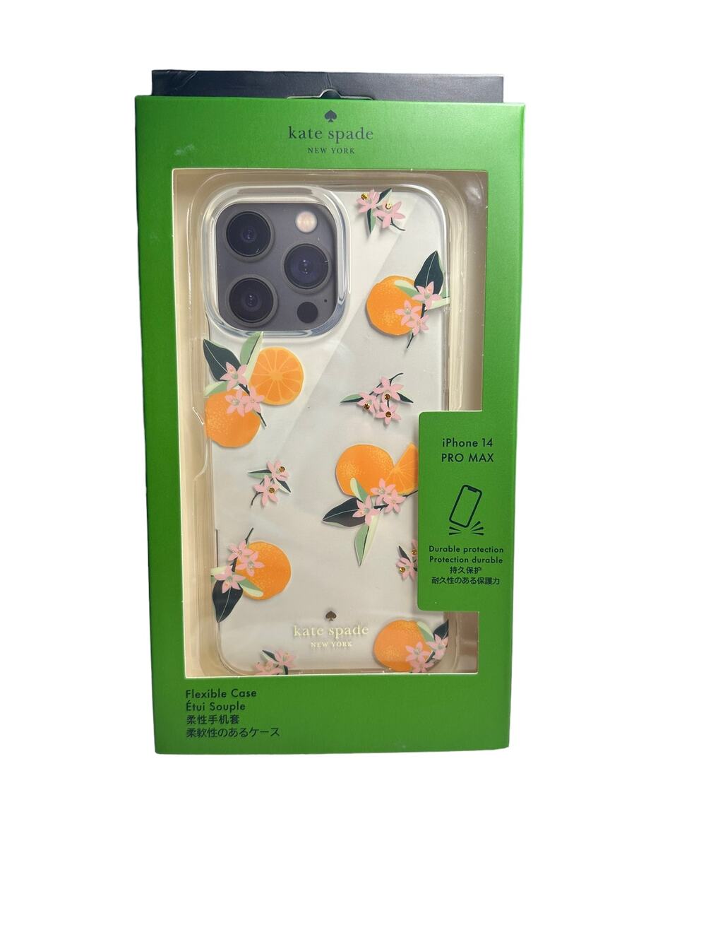 Kate Spade Orange Toss iPhone 14 PRO MAX Jeweled Clear Case